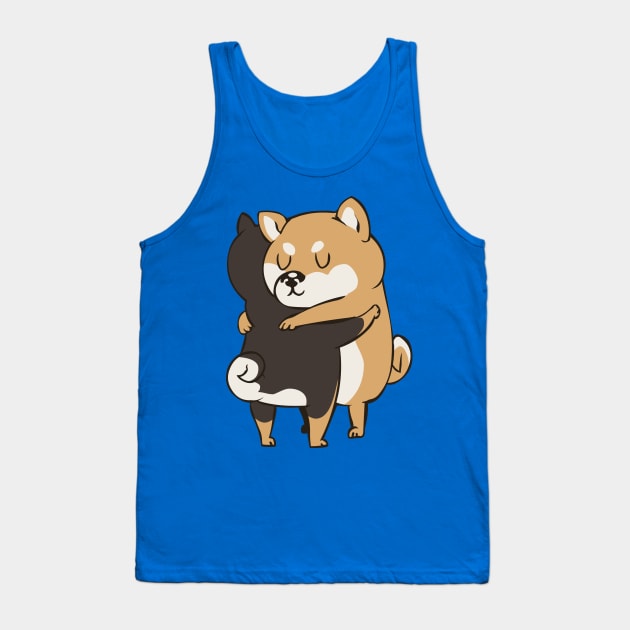 Shiba Inu Hugs Tank Top by huebucket